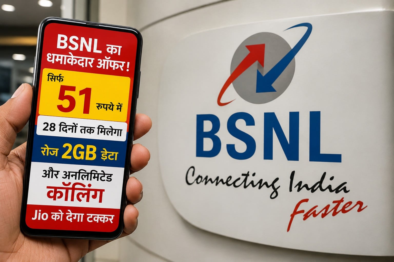 BSNL का धमाकेदार ऑफर! सिर्फ ₹51 में 28 दिन तक डेली 2GB डेटा के साथ मिलेगी ये सुविधा