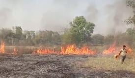 पलामू में फिर खेतों में लगी आग, हुसैनाबाद के खेखसाही में लाखों के सामान हो गए खाक