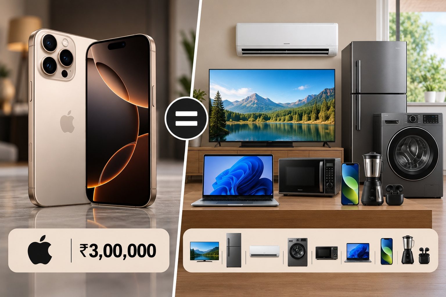 3 लाख के iPhone में क्या-क्या आ जाएगा? इतने में TV, फ्रिज, AC से लेकर लैपटॉप तक खरीद सकते हैं आप