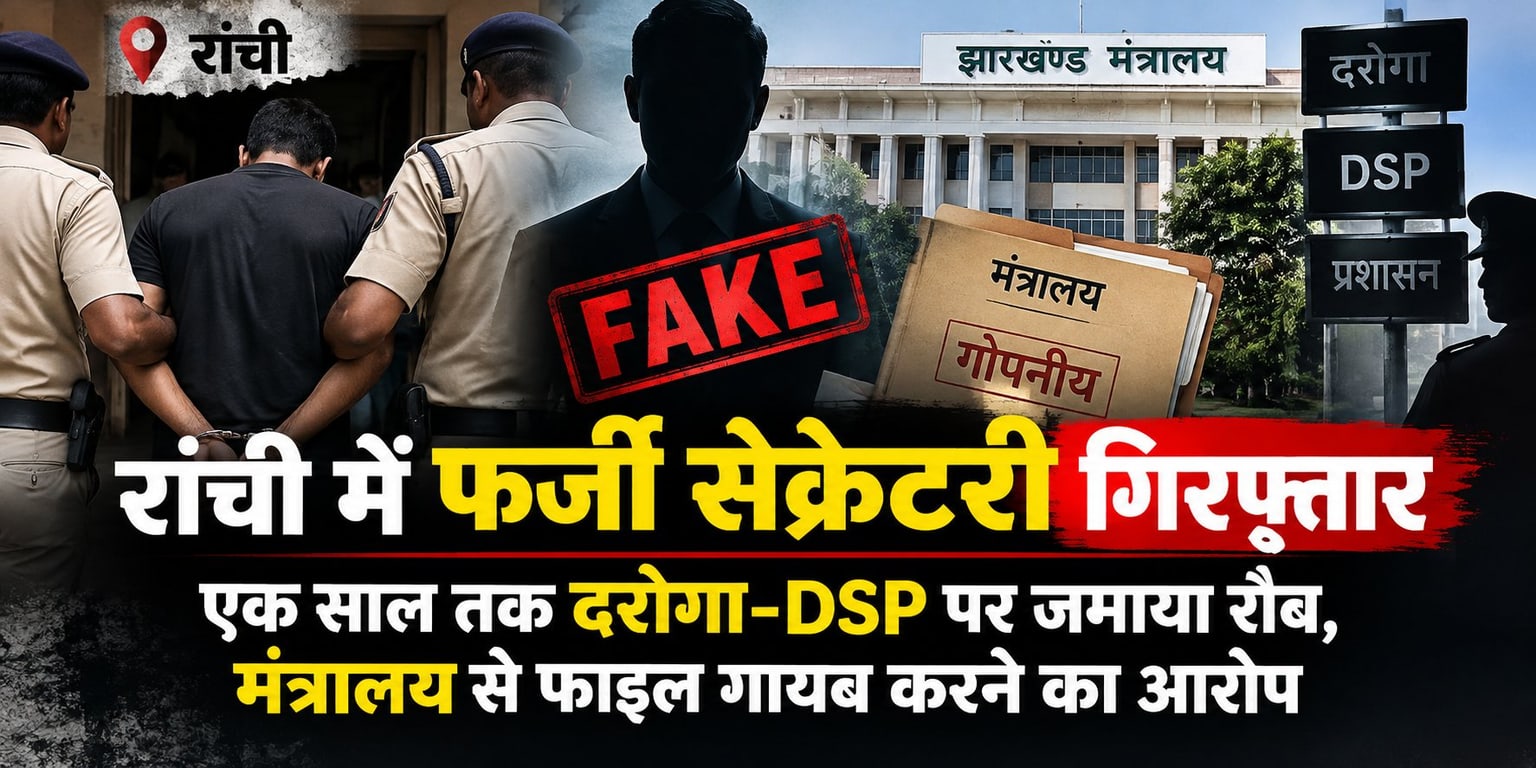 रांची में फर्जी सेक्रेटरी गिरफ्तार: एक साल तक दरोगा-DSP पर जमाता रहा रौब, मंत्रालय से  गायब किया फ़ाइल!