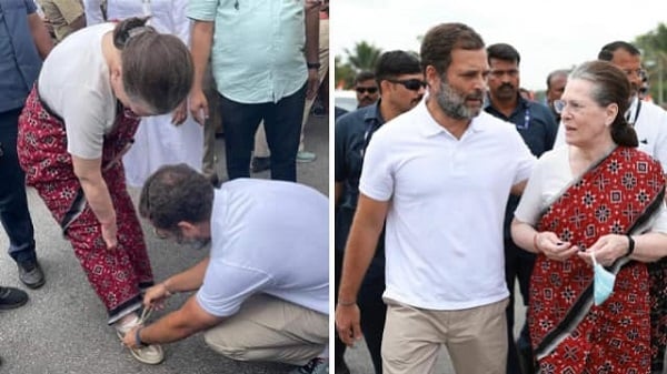 Bharat Jodo Yatra में शामिल हुई सोनिया गांधी, राहुल गांधी ने यात्रा के दौरान बांधे मां के जूते के फीते