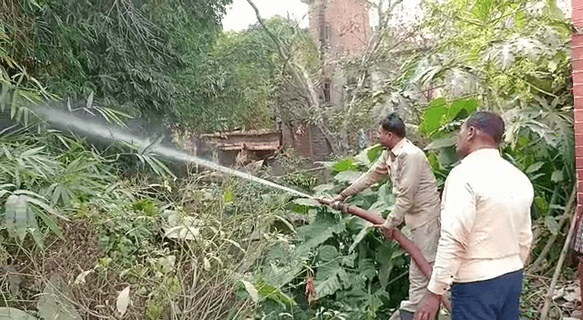देवघर: बांस की झाड़ियों में अचानक लगी आग, लोगों ने सूझबूझ से आग पर पाया काबू