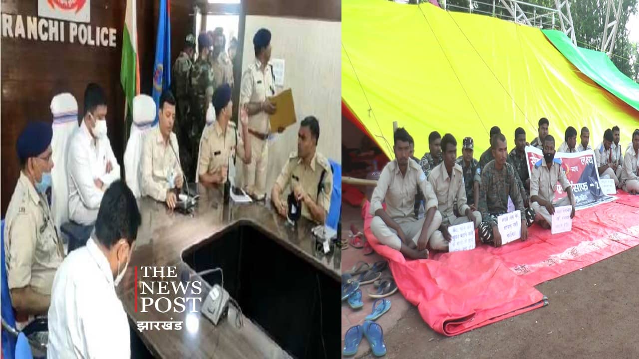 मांग पर अड़े सहायक पुलिसकर्मी, अधिकारियों के साथ हाई लेवल मीटिंग जारी
