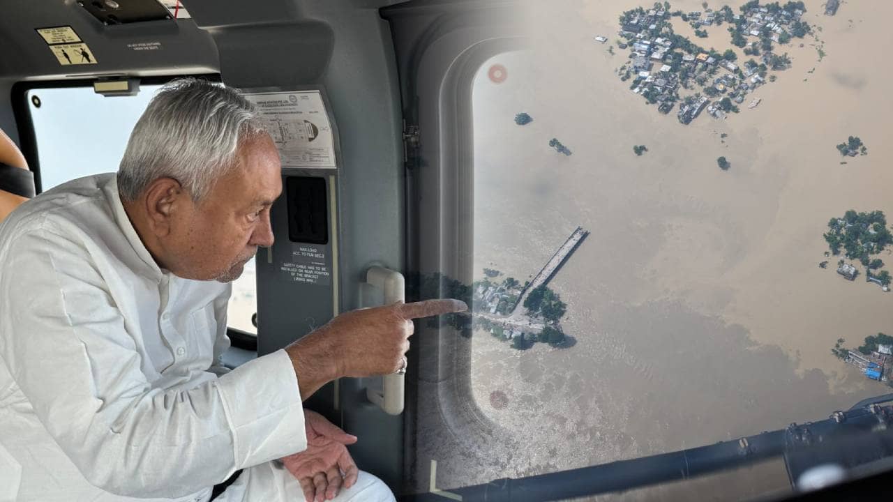 बाढ़ प्रभावित क्षेत्रों का एरियल सर्वे करने निकले सीएम नीतीश, 16 जिलों में कोसी और गंडक नदियों ने मचाई तबाही