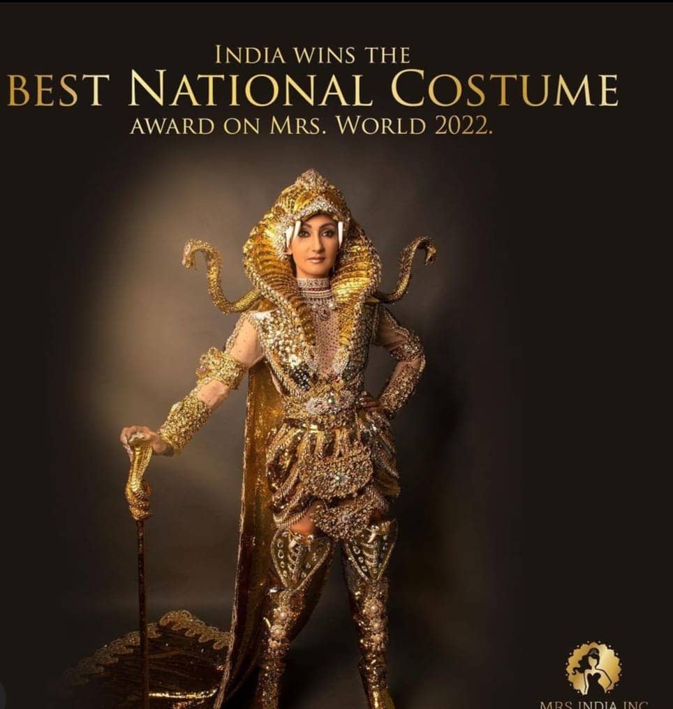 Mrs World 2022: भारत की नवदीप कौर ने जीता Best National Costume का खिताब, कुंडलिनी चक्र से इंस्पायर्ड थी आउट्फिट