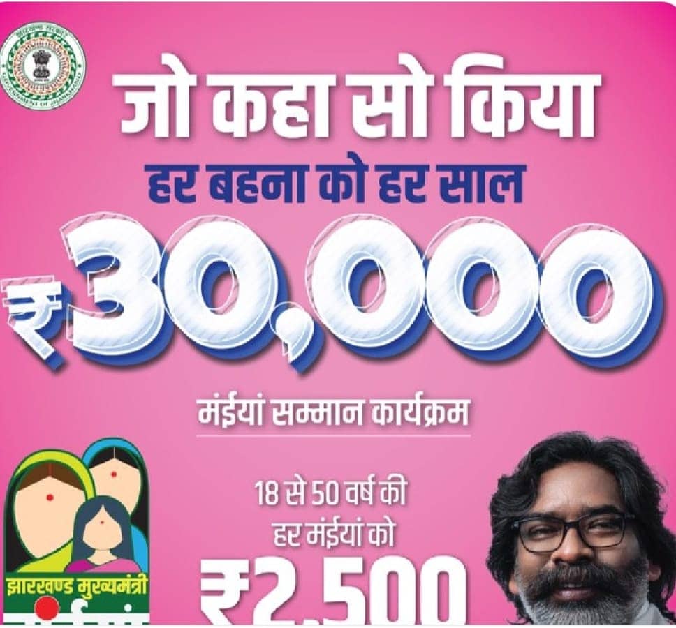 सीएम हेमंत का ट्वीट- जो कहा सो किया, आज का ऐतिहासिक क्षण झारखण्ड की लाखों मंईयां के मान, सम्मान और स्वाभिमान को समर्पित