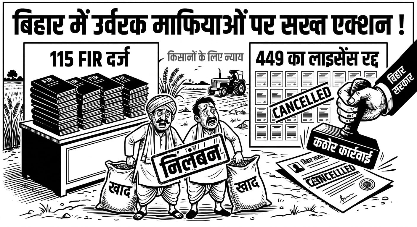 बिहार में उर्वरक माफियाओं पर सख्त एक्शन ! 115 FIR, 449 का लाइसेंस रद्द